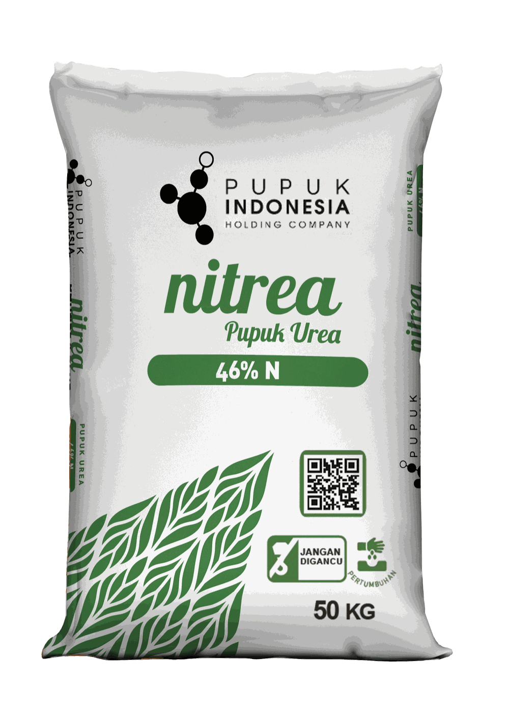 Kantong Nitrea Pupuk Urea 46% N kemasan 50 KG dari Pupuk Indonesia, tampak depan
